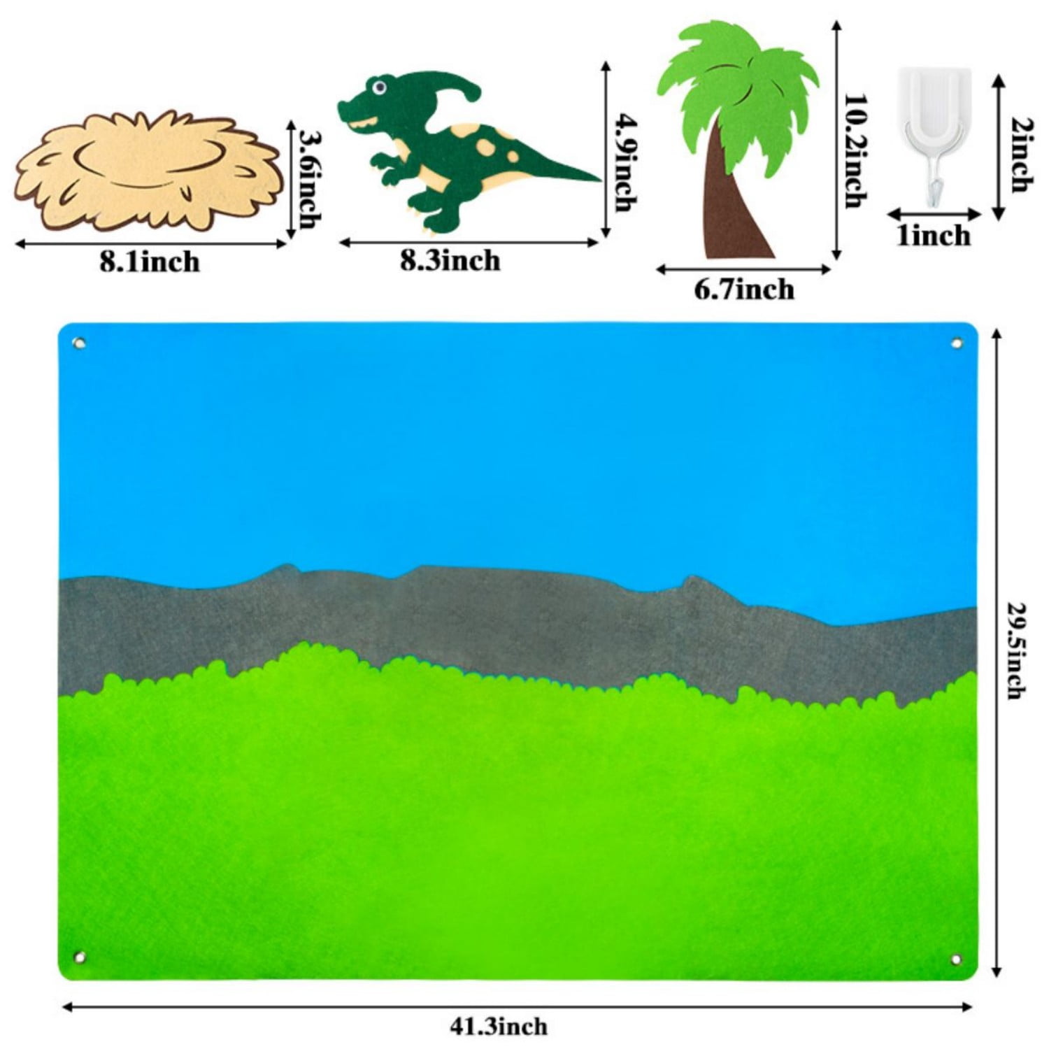 Laffact Dinosaur Themed Felt Board,Storytelling Banner,37 Pack