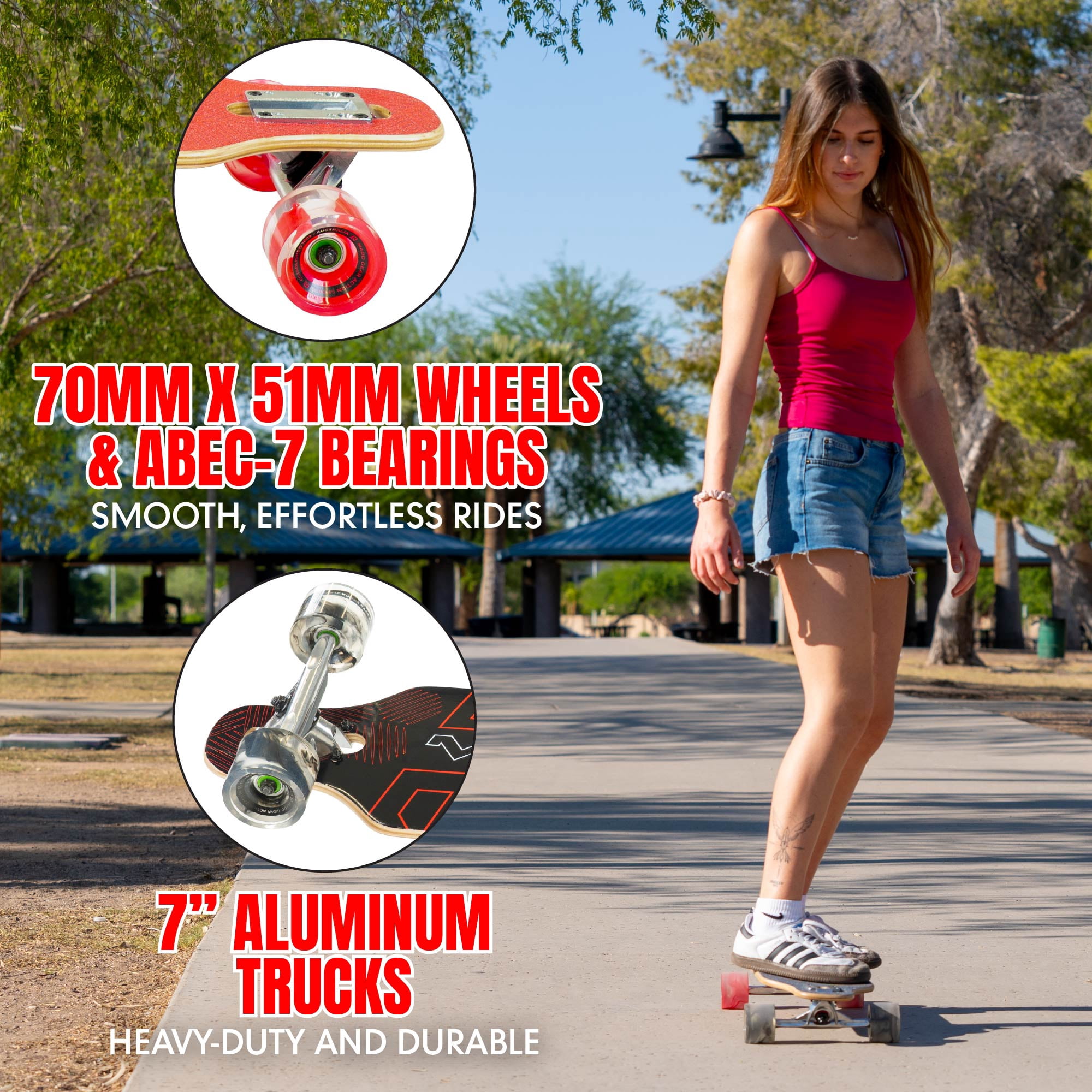 Longboard Drop-Through Cruiser Complete Skateboard – 31