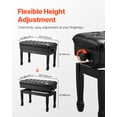 thumbnail image 4 of VEVOR Piano Bench, 29.5" x 14" x 20.3", Duet Keyboard Piano Chair with 20.3"-23.4” Adjustable Height, Padded Cushion, Storage Compartment for Music Books, Wooden Piano Stool Seat, for Vanity, Bedroom, 4 of 9