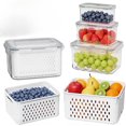 thumbnail image 1 of Contenedores de almacenamiento de alimentos con colador extraíble for nevera, contenedor transparente for guardar frutas, 1 of 7