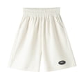 thumbnail image 2 of SGFCWSX Boys Casual Shorts Elastic Waist with Pockets Waffle Knit Summer Shorts for Kids White Size 4-5 Years, 2 of 3
