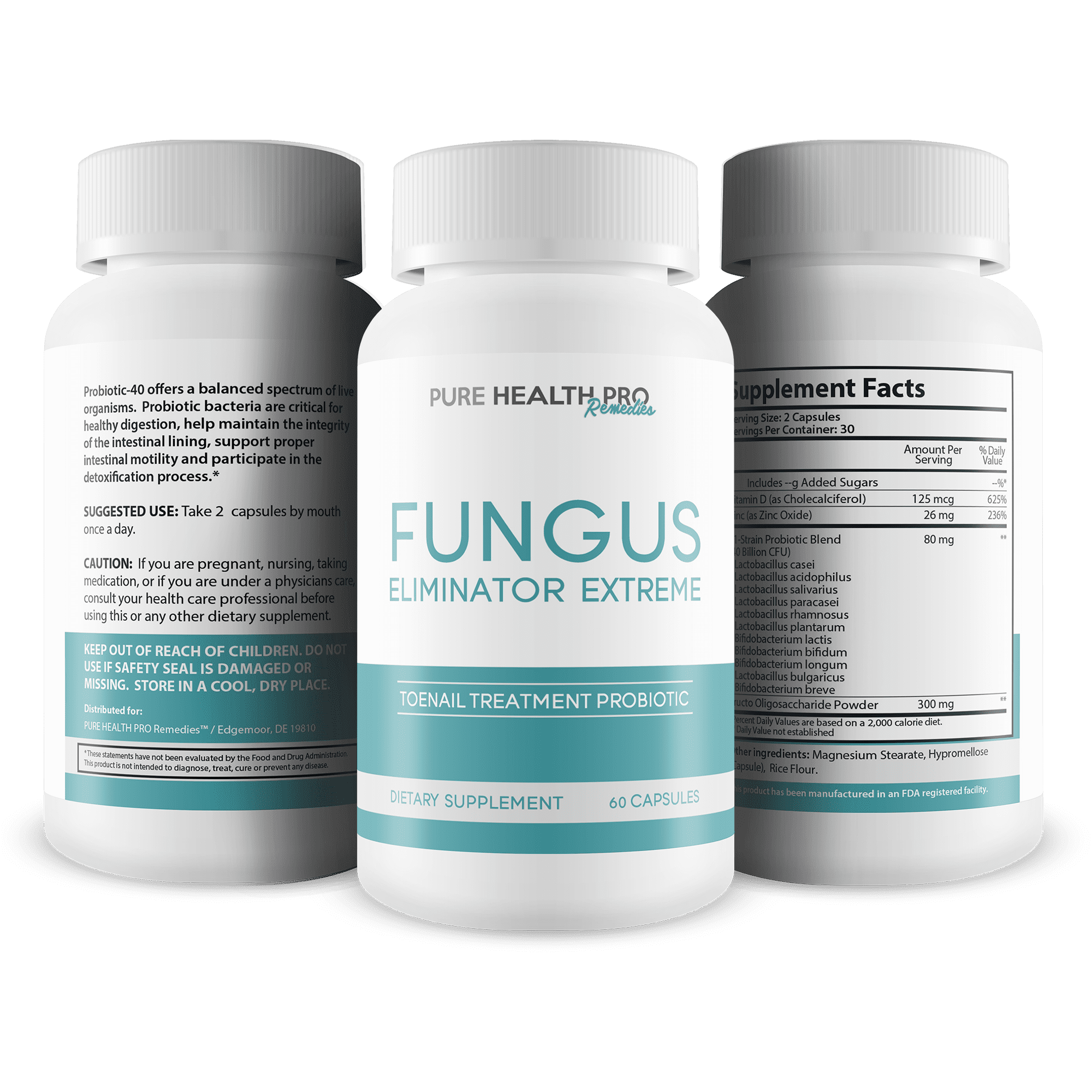 Fungus Elimination Extreme by Pure Health Pro Remedies - Probiotic Toenail Fungus Treatment - Natural Pure Health Fungus Eliminator Probiotics - 30 Servings