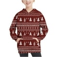 thumbnail image 2 of Odeerbi Kids Boys Christmas Hoodies Fall Winter Pullover Hooded Sweatshirts 4-14 Years Children's Christmas Printed Hoodie Long Sleeve Top Sweatshirt Kids Clothes Burgundy, 2 of 7