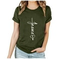thumbnail image 2 of BVOFAR Womens Casual Jesus Letter Print T-Shirts Round Neck Short Sleeve Christian Tops Holiday Blessed Faith Shirts, 2 of 7