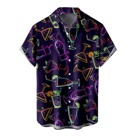 

Mens Fashion And Leisure 3D Digital Printing Buckle Lapel Short Sleeve Shirt Top Mens Pajama Shirts Short Sleeve