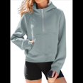 thumbnail image 1 of Sudaderas con Capucha para Mujer Sudaderas Forro Sudaderas de Entrenamiento de Moda de Otoño Chaquetas de Invierno Suéteres de Gran Tamaño Camisetas Ropa 2025 Gris Verde M, 1 of 8