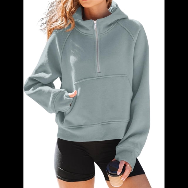 Sudaderas con Capucha para Mujer Sudaderas Forro Sudaderas de Entrenamiento de Moda de Otoño Chaquetas de Invierno Suéteres de Gran Tamaño Camisetas Ropa 2025 Gris Verde M