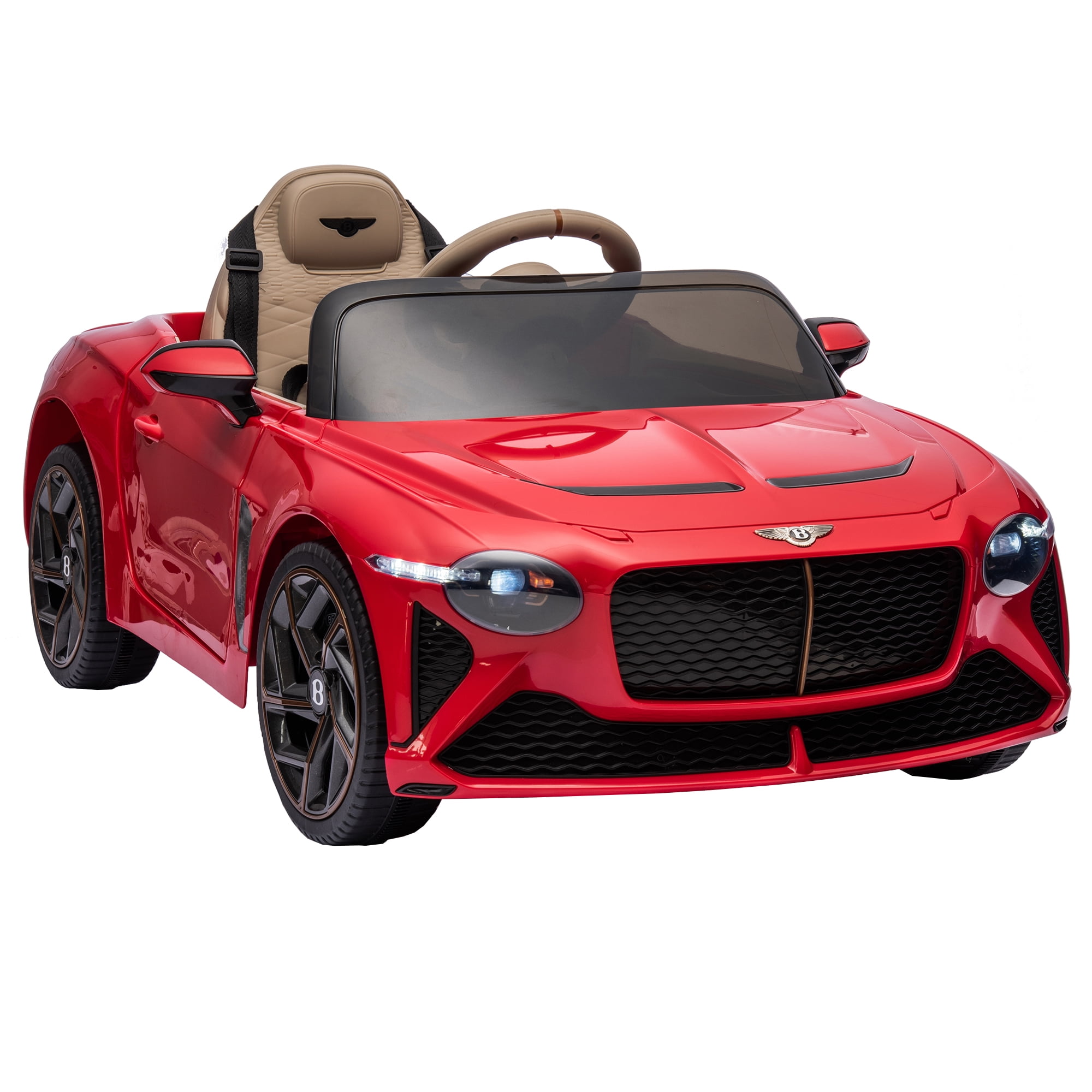 CIPACHO Licensed Bentley Mulsanne 12V Battery-Powered Ride On Car for Kids, 2 Door Electric Vehicle for Boys Girls, with Remote Control, Red