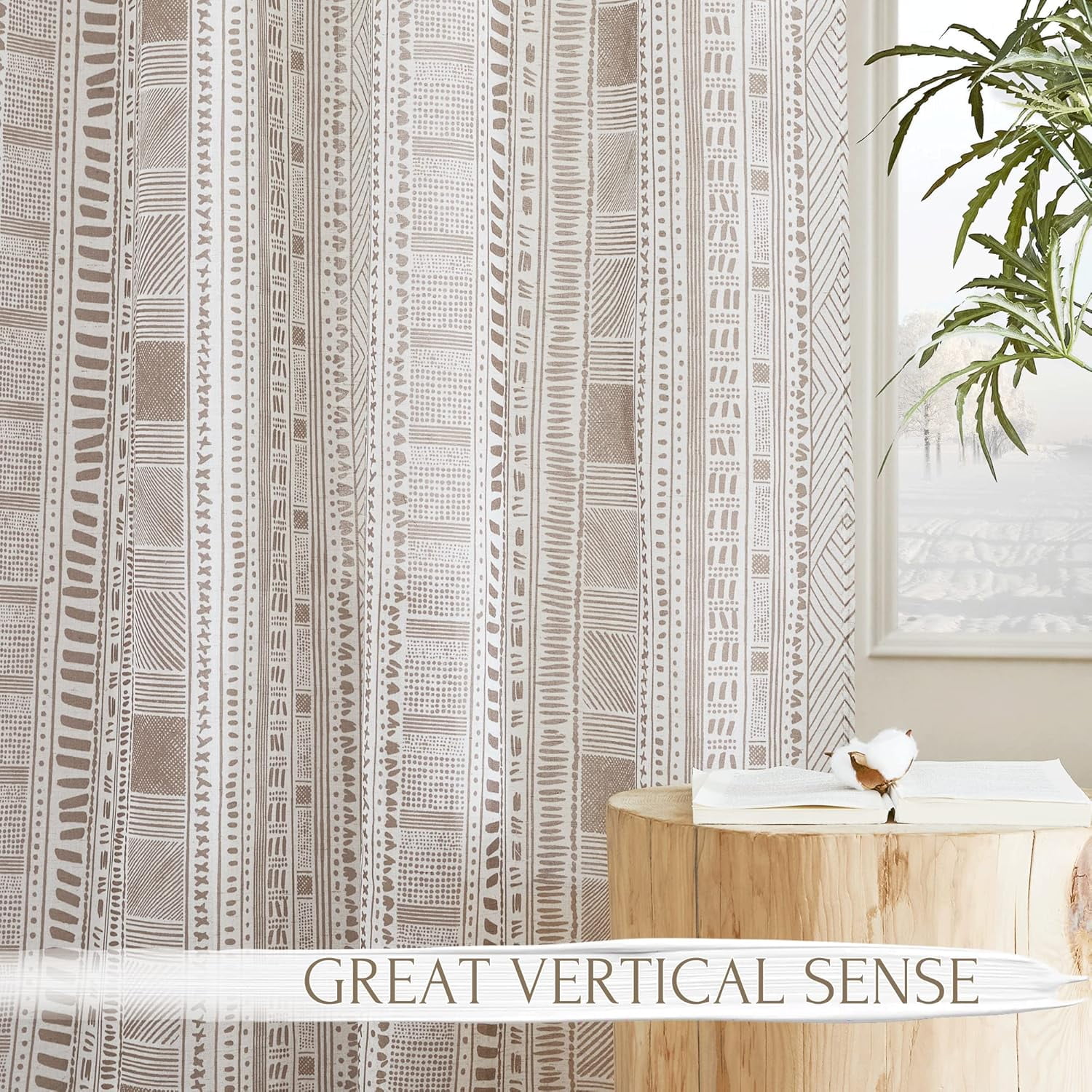 NICETOWN Linen Curtains for Dining Room, Boho Curtains Grommet Semi Sheer Linen Light Filtering with Privacy Protection Window Treatment for Bedroom, 50"x95", Taupe, 1 Pair