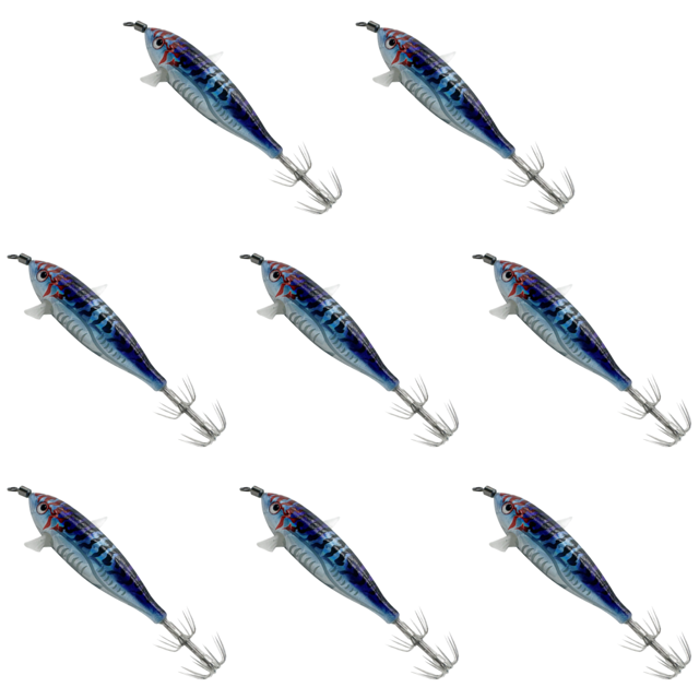 8uds. Anzuelo para Jigging de calamar y camarón, herramienta de pesca nocturna con cebo Artificial brillante de 5,5g (estilo E)
