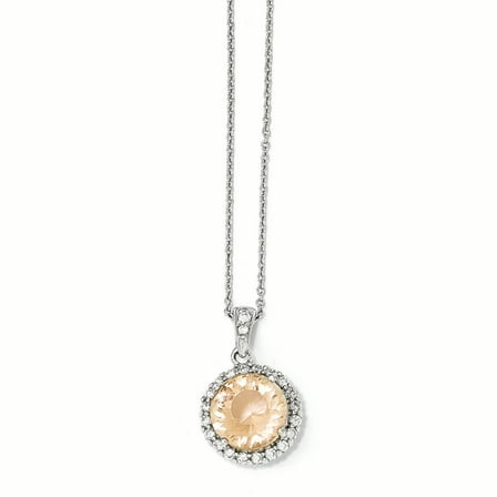 Primal Silver Sterling Silver Cheryl M Cubic Zirconia and Simulated Morganite 18-inch Necklace