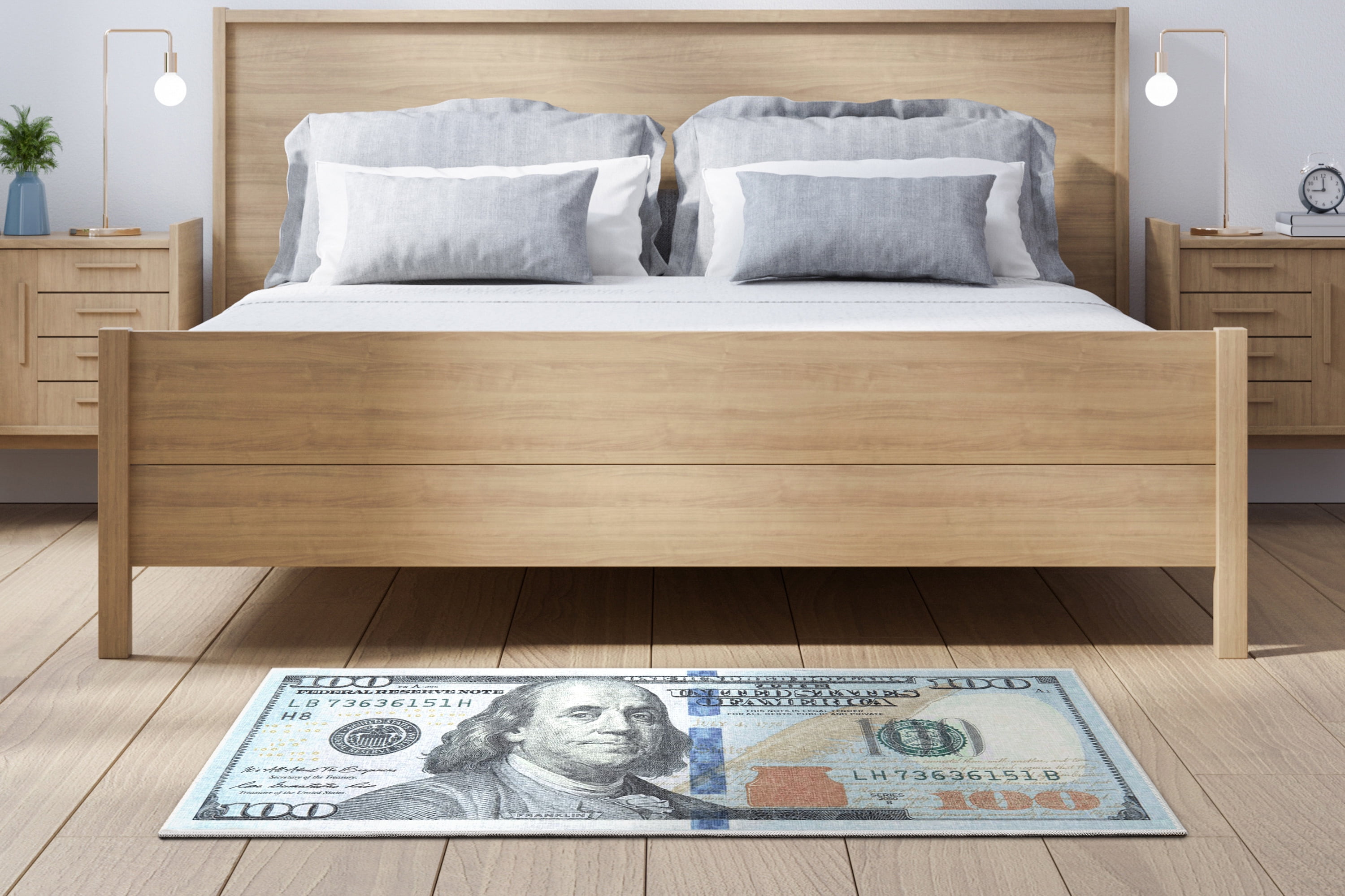 Well Woven Money Dollar Front Novelty Novelty Green Blue 3' x 7'3" Runner Rug