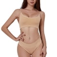 thumbnail image 2 of Conjunto de lencería sin costuras de 2 piezas con cuello en U para mujer: sujetador halter de cintura alta y braguitas, nailon/spandex, ropa de dormir/noche sexy, 2 of 8
