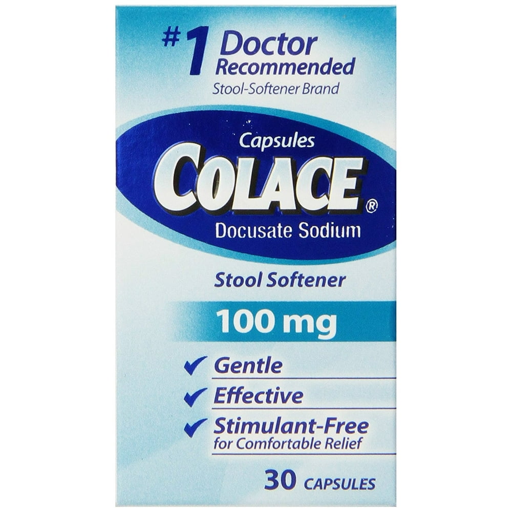 Colace Docusate Sodium Stool Softner, 100 mg Capsules, 30 Count