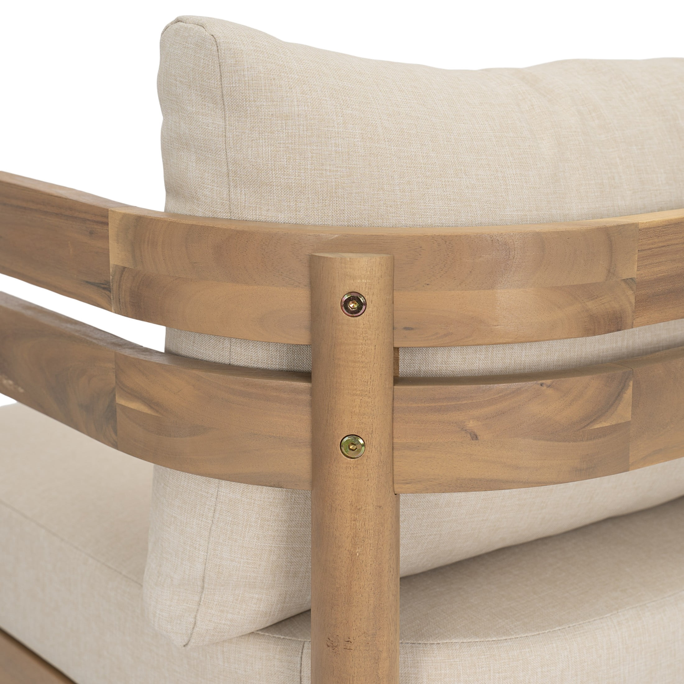 Christopher Knight Home 4-Piece Acacia Wood Patio Conversation Set with Cushions, Light Brown+Beige