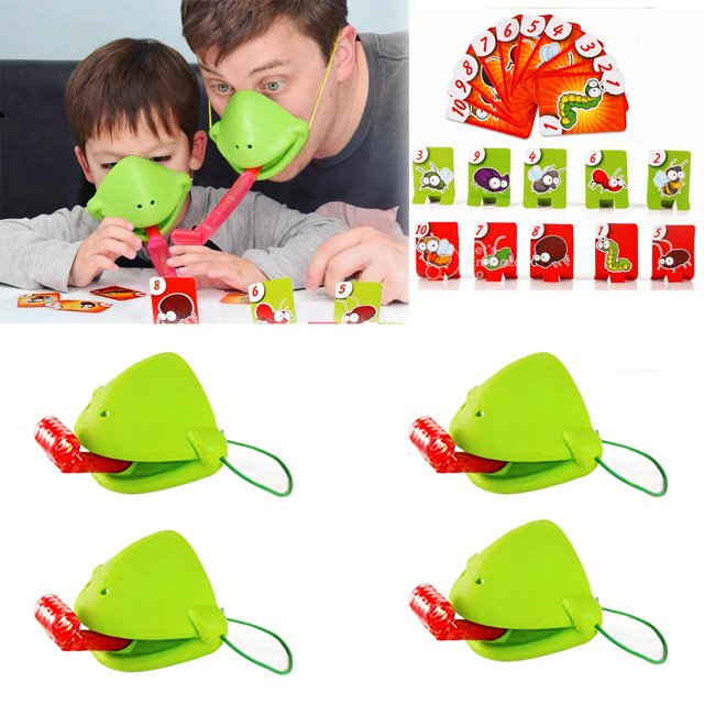 Set Frog Tongue Game de máscaras de rana con Blow Tongue, paquete de 4 máscaras