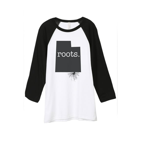 Thread Tank Home Roots State Utah UT Unisex 3/4 Sleeves Baseball Raglan White Black Small