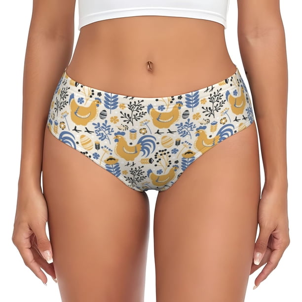 Fotbe Funny Chicken Calzones Estampados para Mujer – Ropa Interior de Algodón, Cómoda, Suave y Elástica-X-Large