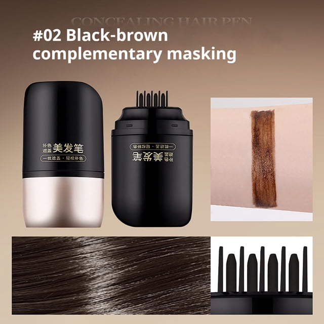 Brocha de maquillaje para cubrir las canas, maquillaje temporal resistente al agua y al sudor, color natural y de desarrollo rápido, barra para el cabello de 15 ml.
