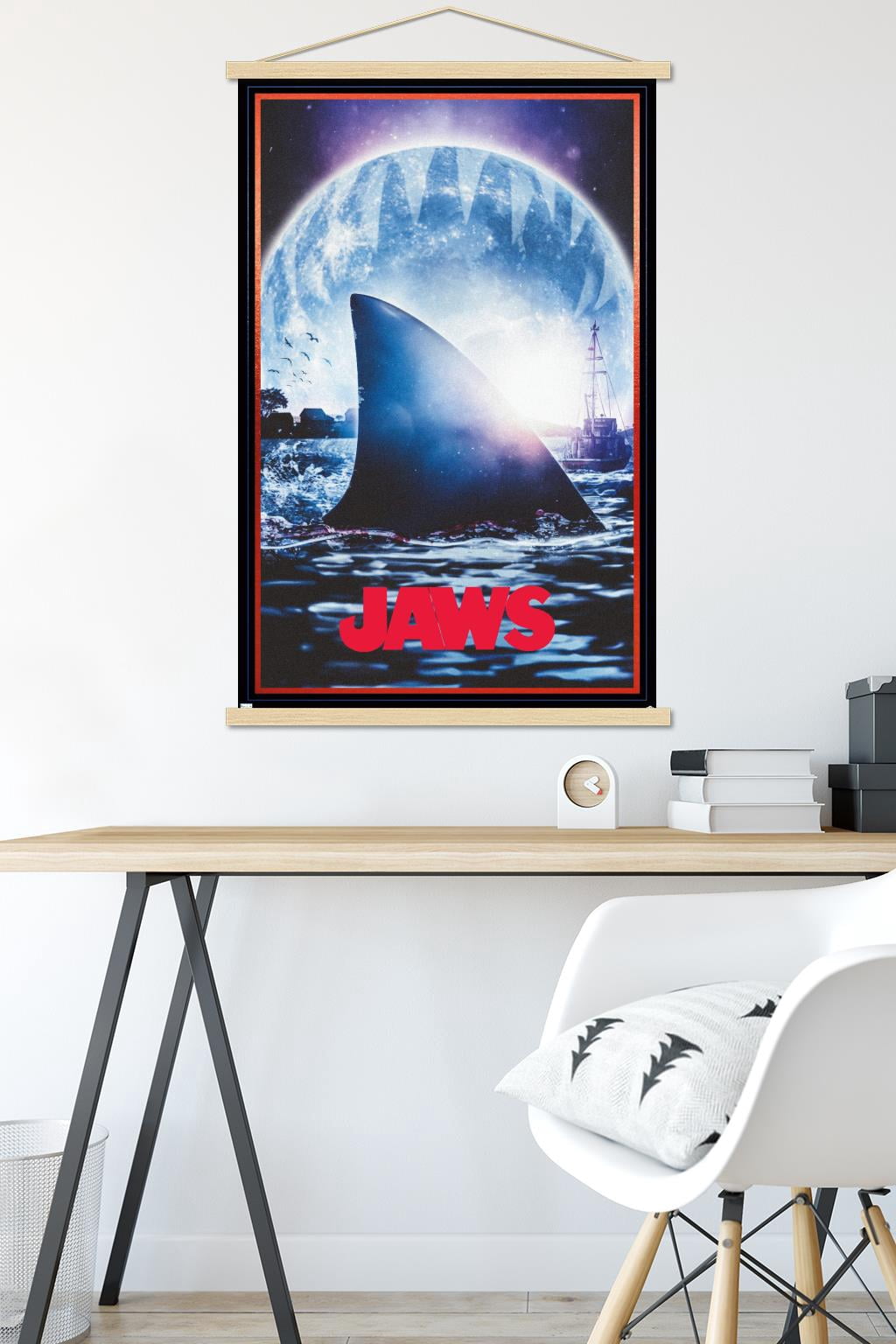 Jaws - Moon One Sheet Wall Poster with Magnetic Frame, 22.375" x 34"
