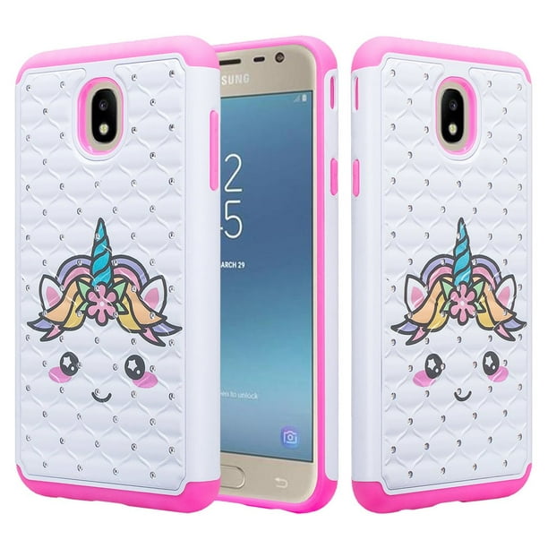 Gehoorzaam ophouden binding For Tracfone/StraightTalk Samsung Galaxy J3 Orbit (S367VL) Case Glitter  Diamond Sparkle Shiny Bling Shock Proof Dual Layer Phone Case Cover - Pink  Unicorn - Walmart.com