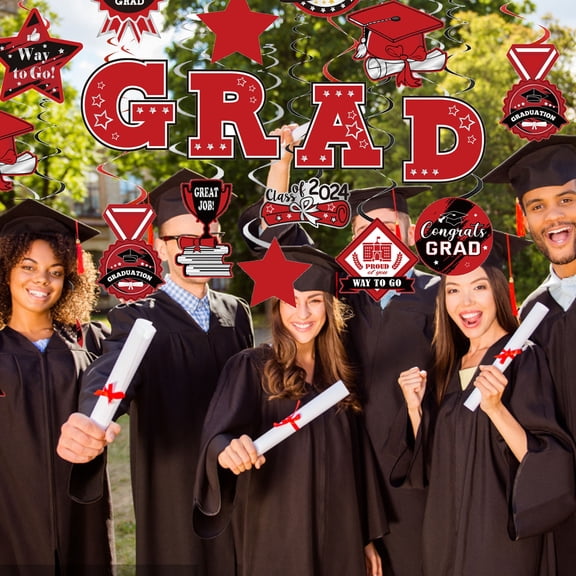Clearance Party Flag Balloon Set under $5,2024 Blue Graduation Party Decorations We Are Proud Of You Graduation Banners And Congratulations Graduates Hanging Swirls College Graduation Decoratio
