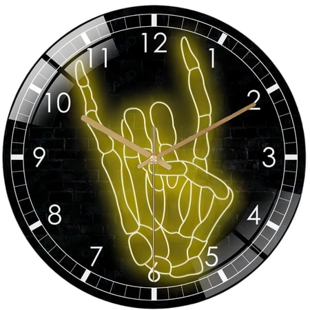 Decorative Clocks: Hallo-ween Skellihand Glass Wall Clock, Skeleton Hand Wall Clock for Home Decor Wedding Gift Decor. Hallo-ween Valentine Gift, Skull Lover Gift, Gothic Home Decor, Wedding Gift