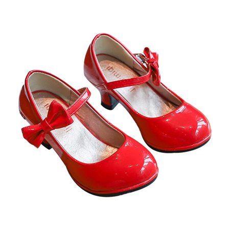 Hawee Classic High Heel Mary Jane Shoes with Thin Ribbon Strap Big Girls JW246 Size 9.5-13