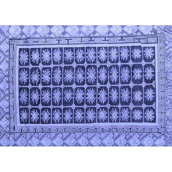 Ahgly Company Indoor Rectangle Abstract Blue Modern Area Rugs, 2' x 5'