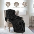thumbnail image 3 of BNM Solid Fleece Plush Fluffy Blanket, Throw, Black, 3 of 6
