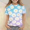 thumbnail image 5 of Abcomgle Girls Tee Shirts 7-16 Crewneck Daisy Flower Print Toddler Girls T-Shirts Short Sleeve Toddler T-Shirt Summer Trendy Cotton Tee Tops Girls, 5 of 5