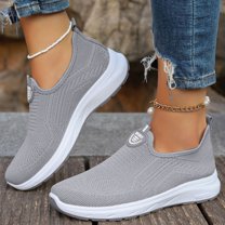 XIMIN Women's Slip On Low Heel Sneakers Lightweight Breathable Casual Walking Running Gym Tennis Workout Shoes Non Slip Comfortable Arch Support Daily Footwear