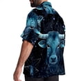 thumbnail image 3 of Taurus Constellation Men's Button Down Casual Hawaiian Print Short Sleeve Summer Beach Shirt, 3 of 6