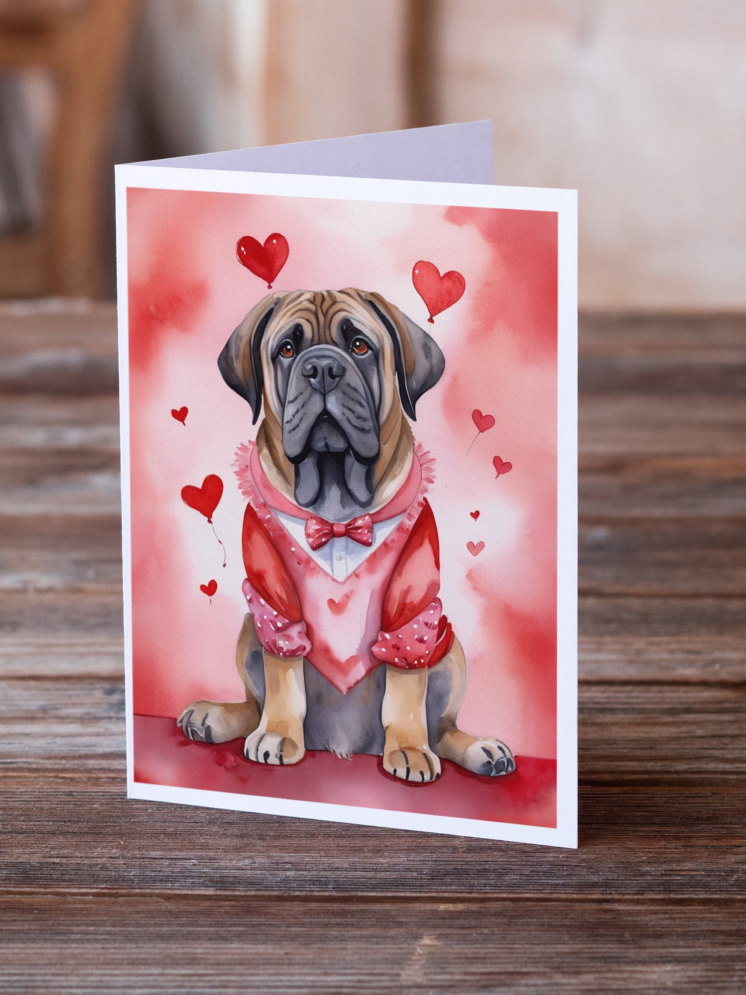 Mastiff My Valentine Greeting Cards Pack of 8 7 in x 5 in