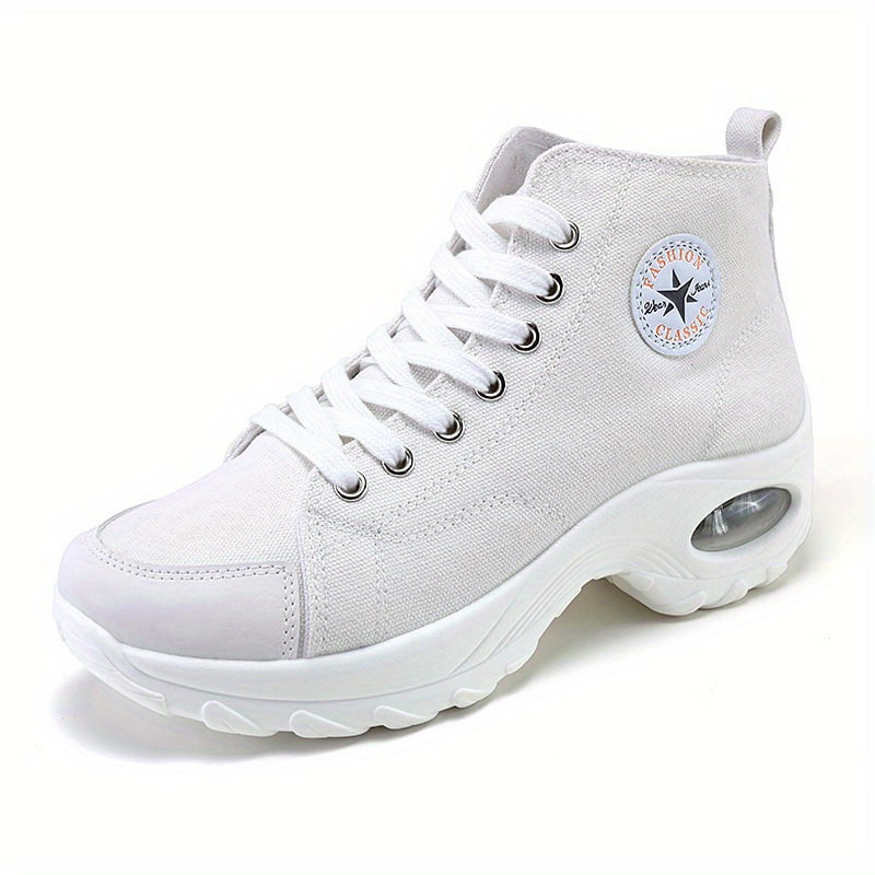 Mayding Women s High Top Sneakers Air Cushioned Comfort For Casual Walking Everyday Wear White 7