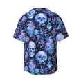 thumbnail image 4 of Balery Skull blue crystal flower Men's Casual Button Down Shirt Short Sleeve Textured Summer Cuban Beach Shirts-XX-Large, 4 of 7