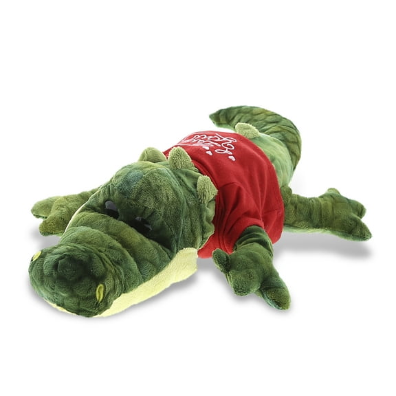 DolliBu I LOVE YOU Plush Green Gator - Cute Stuffed Animal with Red Shirt For Valentine, Anniversary, Romantic Date, Boyfriend, or Girlfriend Gift - 18 Inches
