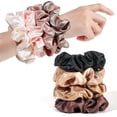 thumbnail image 2 of Southwit Scrunchies for Women Hair Ties Bands Satin Hair Scrunchies for Girls Big Scrunchies for Women's Thick Curly Hair Ponytail Holders Cute Pony Tails No Crease Hair Ties No Damage, Brown Pink, 2 of 5