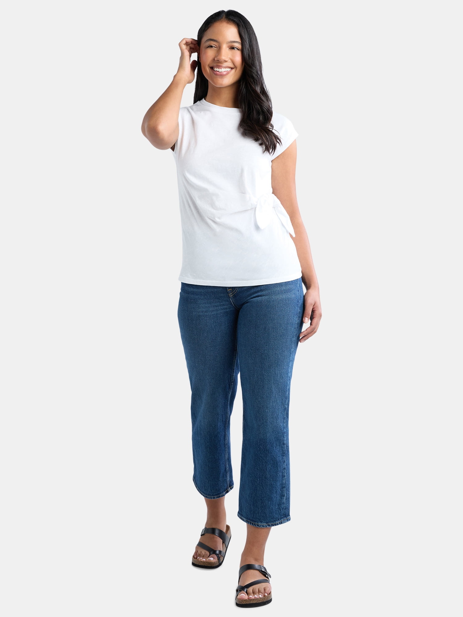 Time and Tru Women's Cotton Side Tie Top, Sizes XS-XXXL
