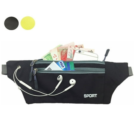 Running Travel Hiking Cycling Camping Outdoor Sport Casual Waist Pack Fanny Pack Bag Belt Zip Pouch Opening for Secure Holder for Passport, Tickets, Phone, Wallet, Money, Credit