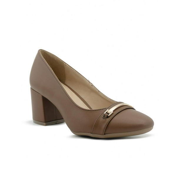 Zapatilla Trabajo/Oficina Para Mujer Tacón Cuadrado Café cafe