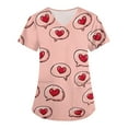 thumbnail image 2 of Scrub Top Women Black,Women's Valentine's Day Printed Loose-Fit V-Neck Pocket Short-Sleeve Nursing Scrubs Top - Red - L, 2 of 6