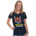 thumbnail image 4 of El Loco Gato Mexican Wrestler Cat Womens Fitted Plus Size Graphic Tee Brisco Brands 2X, 4 of 5