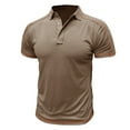 thumbnail image 5 of WREESH Men's Casual Fashion Henley Shirts Short Sleeve Shirt with Turn-Down Collar and Button Detail a Solid Color Pullover Top for Stylish Comfort Khaki, 5 of 5