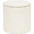 thumbnail image 1 of Ottomane de Rangement avec Plateau Ronde en Forme Torsadée en Bouclé Repose-Pieds Amovible Table Basse pour Salon, Chambre, Dortoir, Blanc 33x33x35 cm, 1 of 11