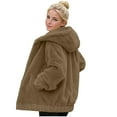 thumbnail image 3 of TaTaai Plush Lined Hooded Coat for Women， Winter Warm Fleece Jacket with Long Sleeves， Cozy Loose Fit Outerwear for Holiday Season Gift, 3 of 9