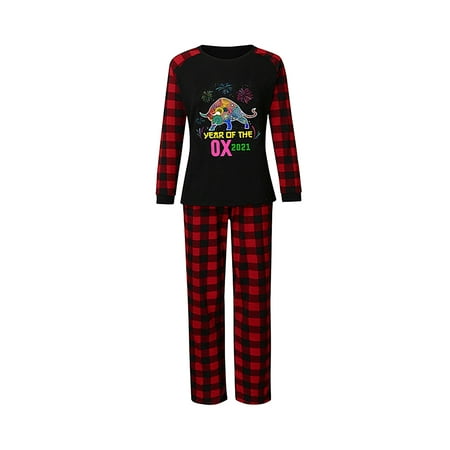 

Amuver Christmas Parent-child Nightwear Set Printed Pattern Tops and Pants