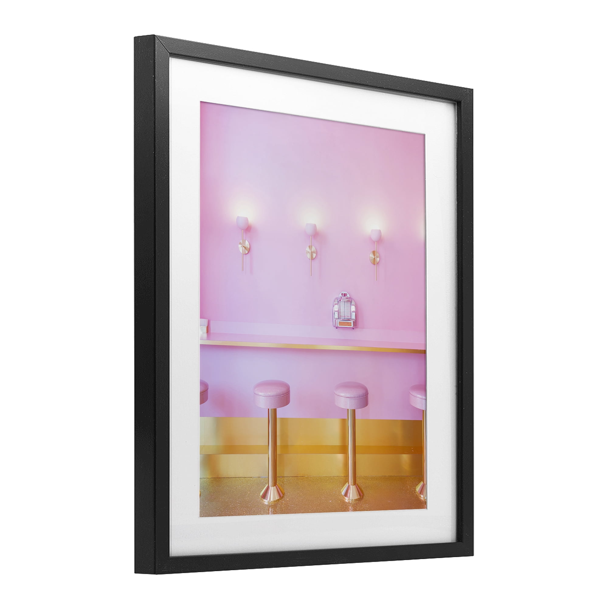 Stupell Industries Pink Retro Dessert Parlor Black Framed Print Under Glass, design by LISH Creative