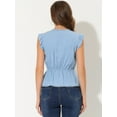 thumbnail image 4 of INSPIRE CHIC Women's Ruffle Flutter Sleeve V Neck Summer Peplum Blouse Top Grey Blue XL, 4 of 5