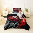 thumbnail image 2 of Castle Fairy Graffiti Red Sports Car Twin Comforter Sets 3-Piece for Teens, Splatter Print Bedding Set for Bedroom, Red Black,Black Reversible, 2 of 6